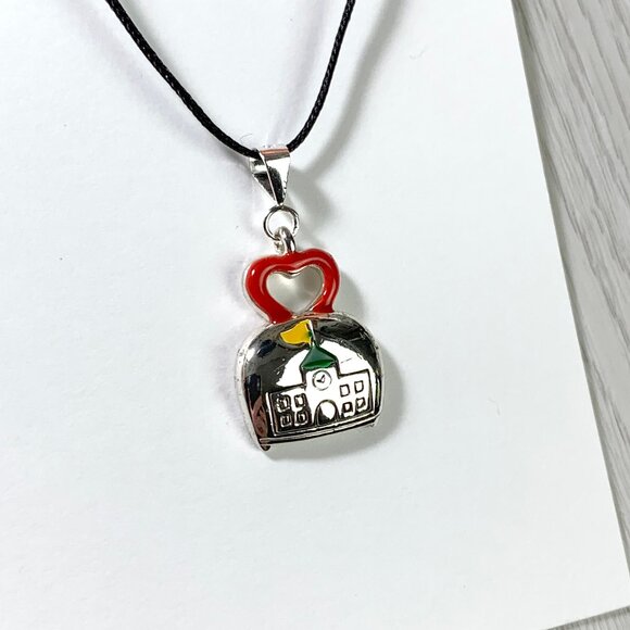 ⭐️Silver-tone & Enamel School Pendant/Charm - Picture 1 of 4